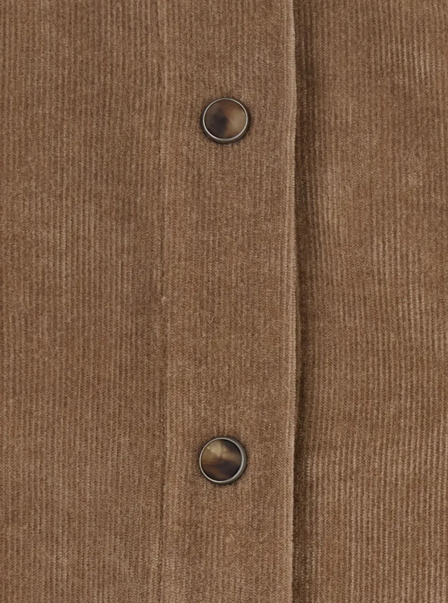 Camasa Beige shirt with classic collar in corduroy for women - Img 3