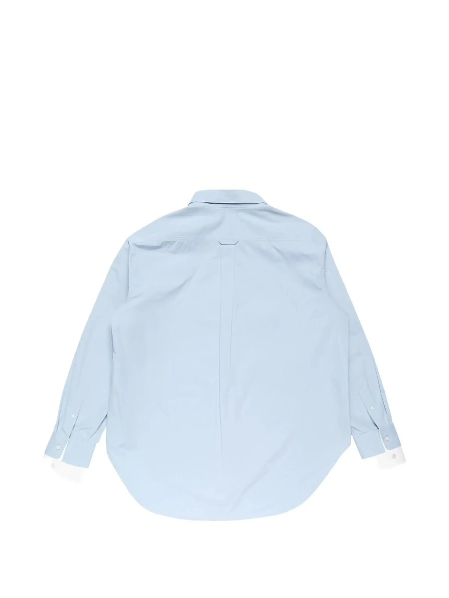 Camasa Blue Shirt 'SITARA MELANGE COTTON SHIRTING' with Classic Collar and Long Sleeves in Cotton for Women - Img 4