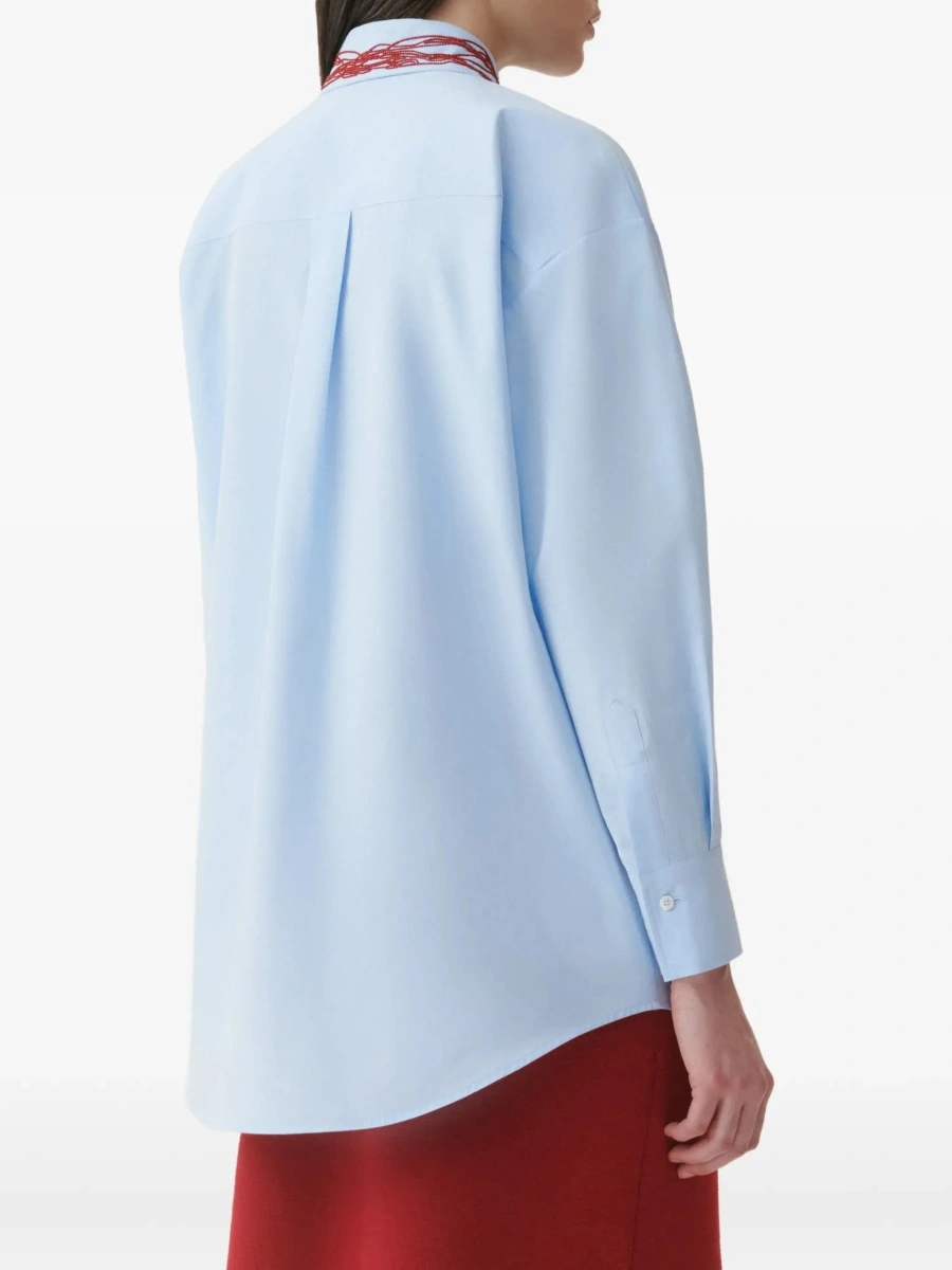 Camasa casual Boyfriend poplin Shirt with embellished collar - Img 6