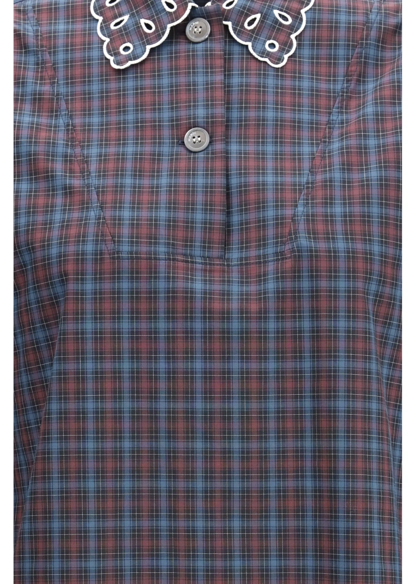 Camasa casual Checked cotton Shirt with embroidered details - Img 3