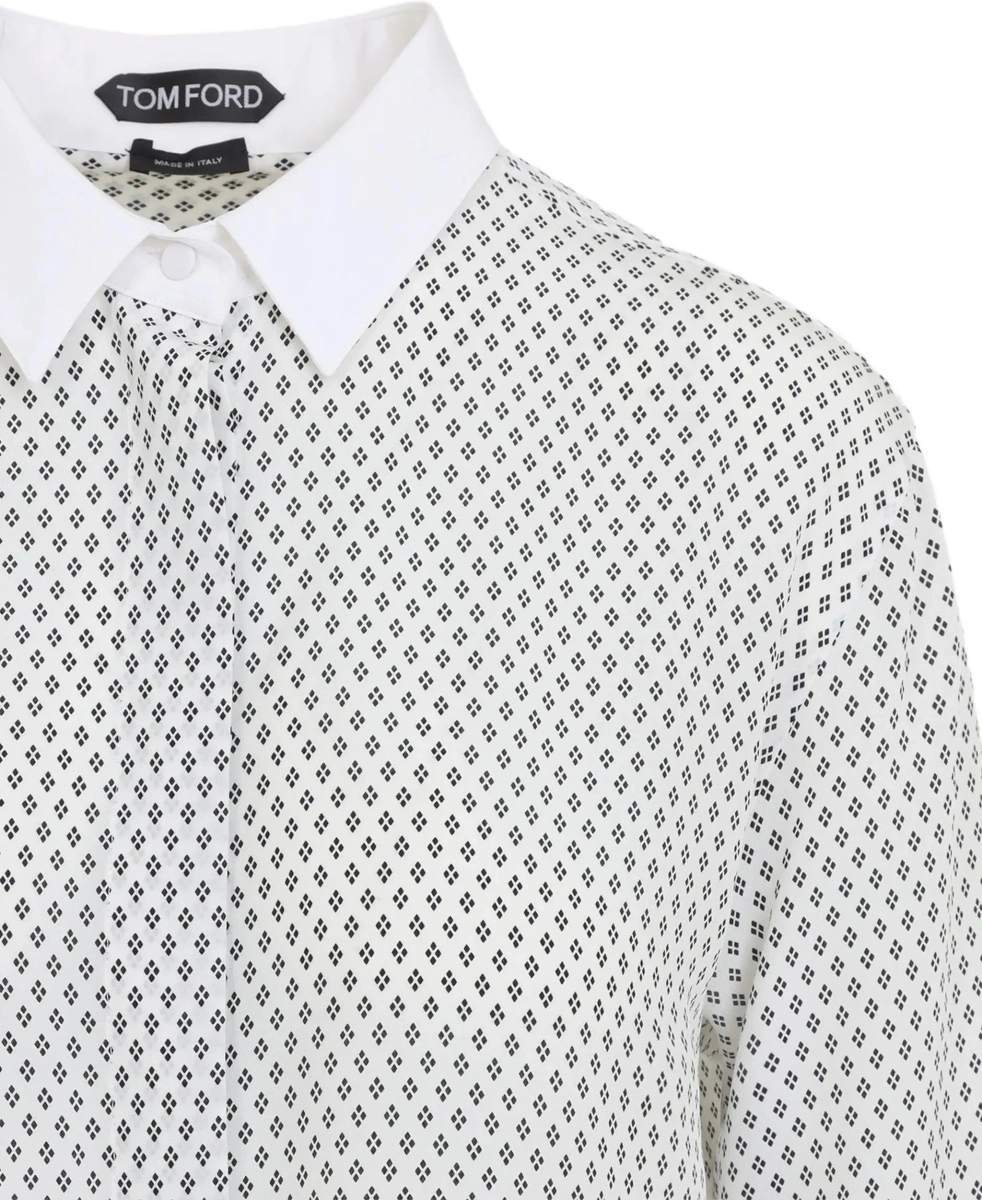 Camasa casual Diamond print silk crêpe de chine Shirt - Img 5