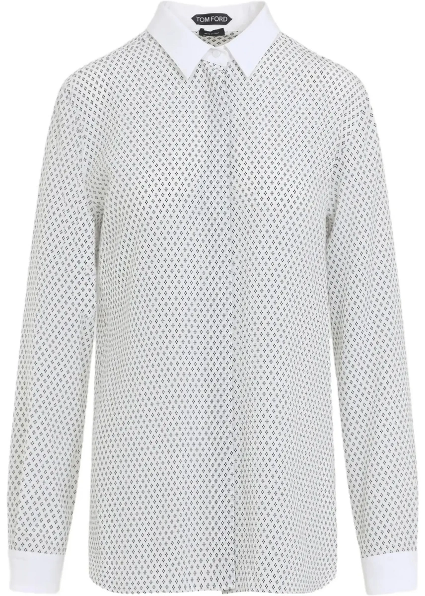 Camasa casual Diamond print silk crêpe de chine Shirt - Img 6