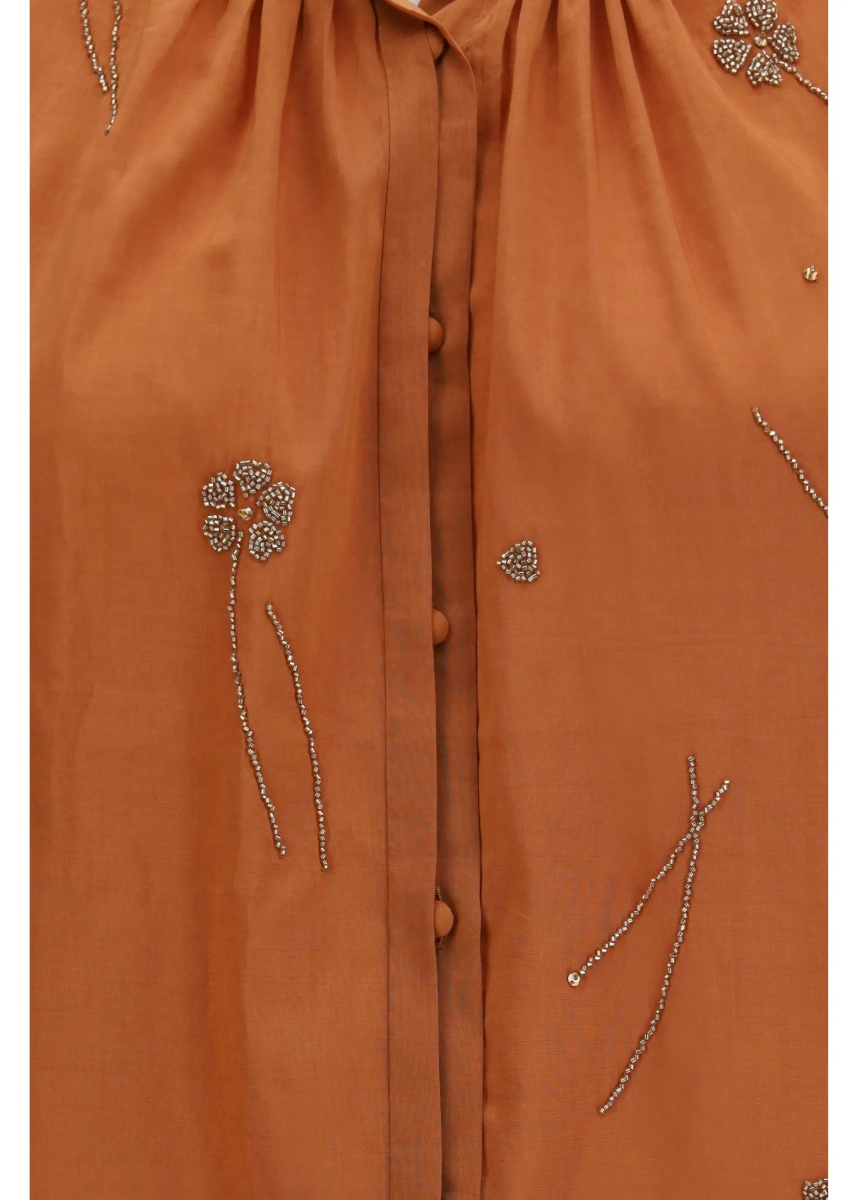 Camasa casual Fleurs d’Orient embroidered voile bohemian Shirt - Img 3