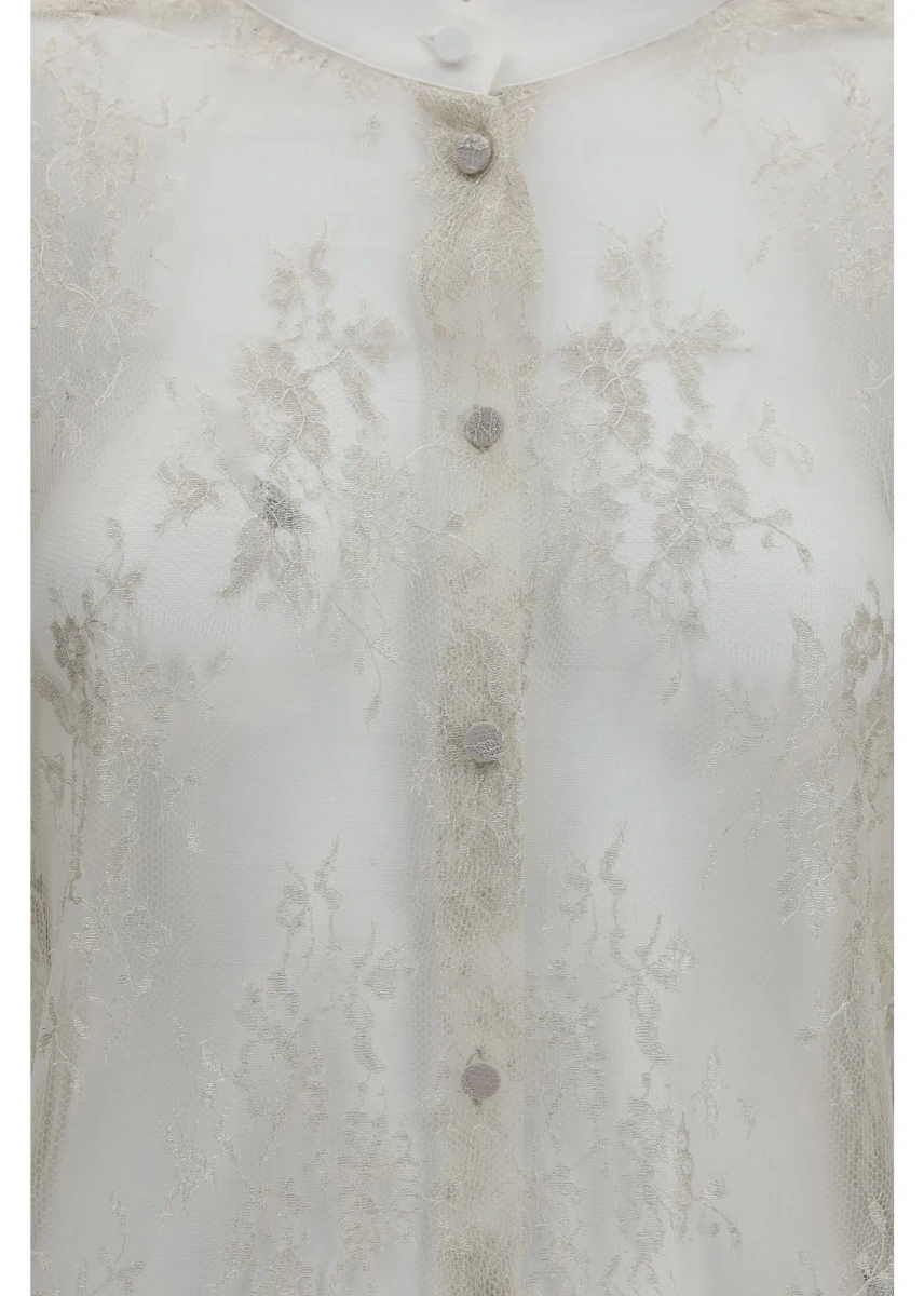 Camasa casual Lace Shirt with floral embroidery - Img 3