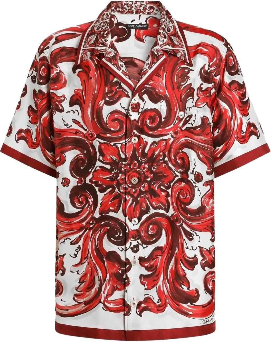 Camasa casual Maiolica print Hawaii Shirt in silk twill - Img 8