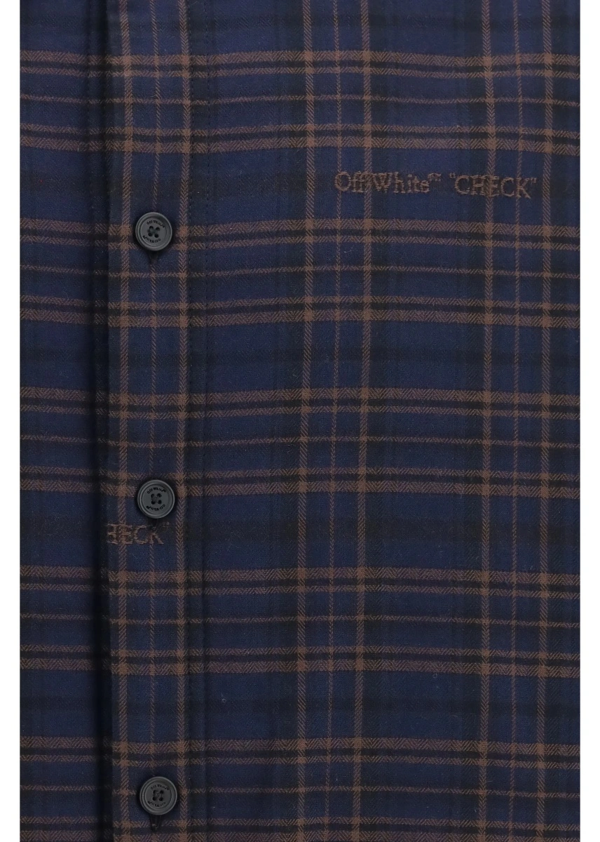 Camasa casual Off-White albastra din flanel - Img 3