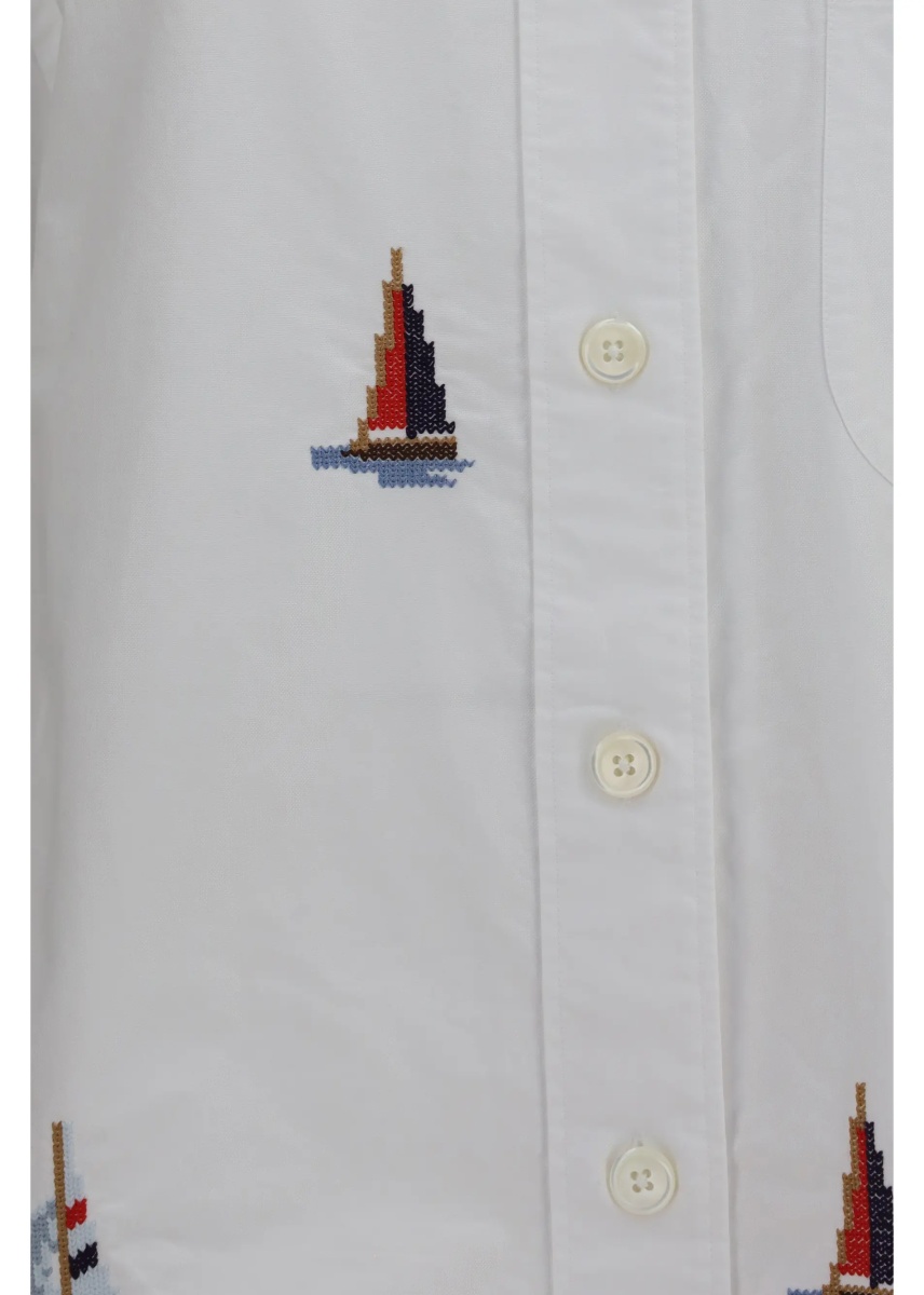 Camasa casual Oversized Sailboat-embroidered Shirt - Img 3