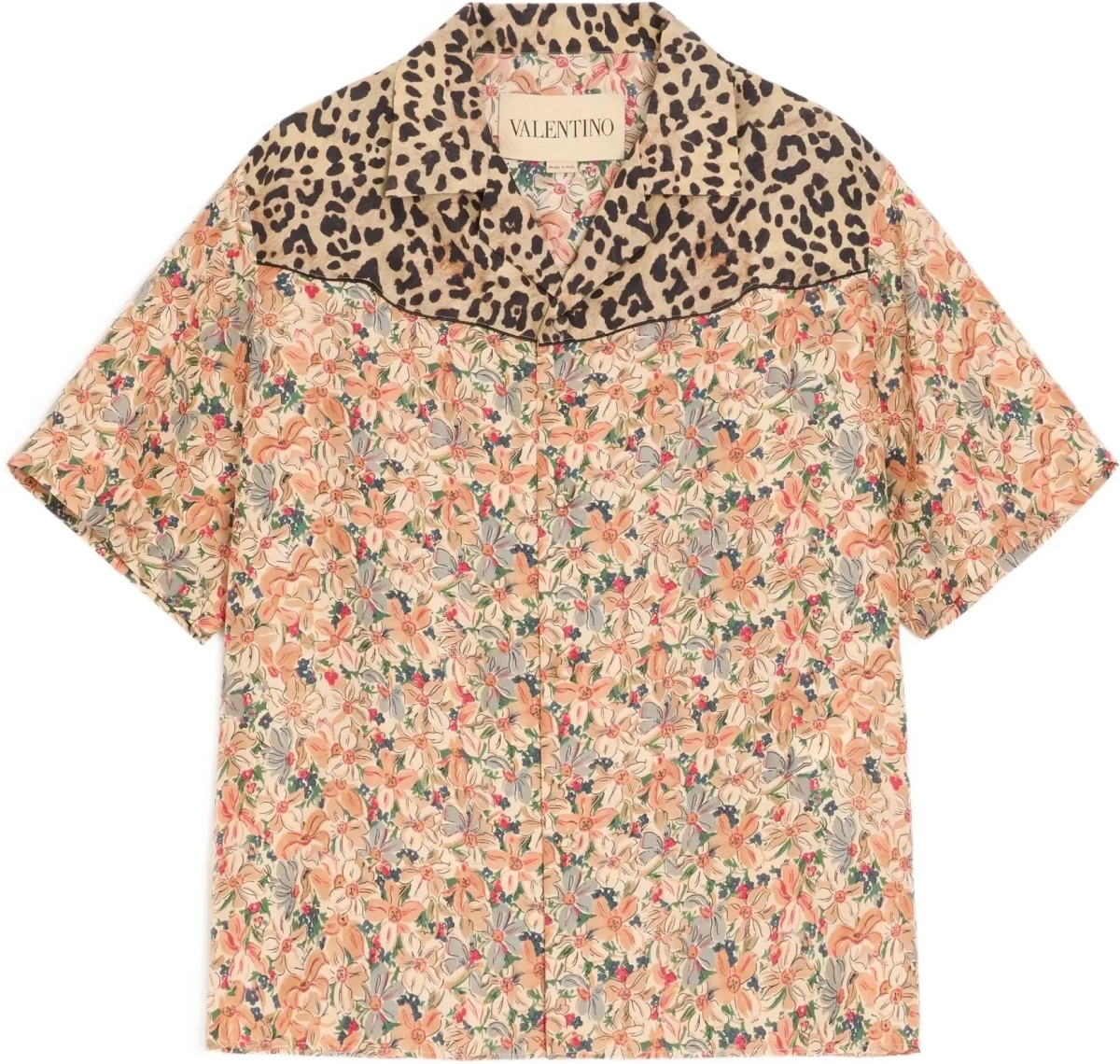 Camasa casual Short-sleeve floral and leopard print Shirt - Img 8