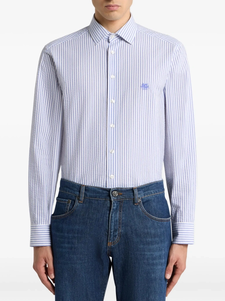 Camasa casual Striped cotton Shirt with an embroidered Pegaso logo on the chest - Img 2