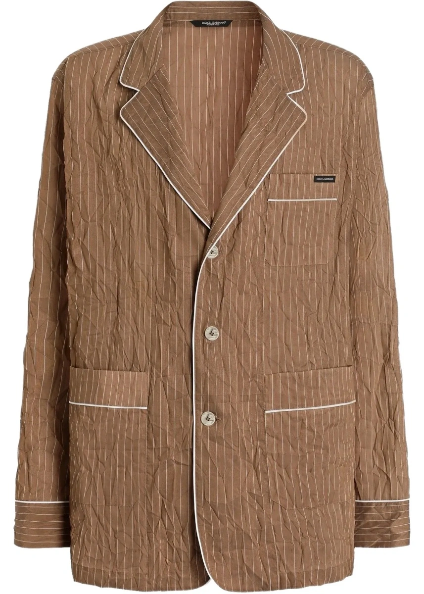 Camasa casual Vanity Shirt-style robe in froissé striped fabric - Img 8