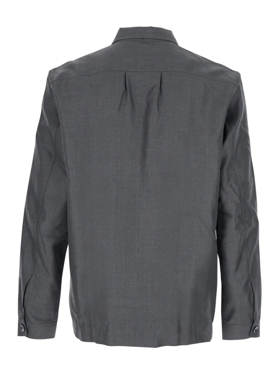 Camasa Grey Shirt with Chest Pocket in Silk Man - Img 2