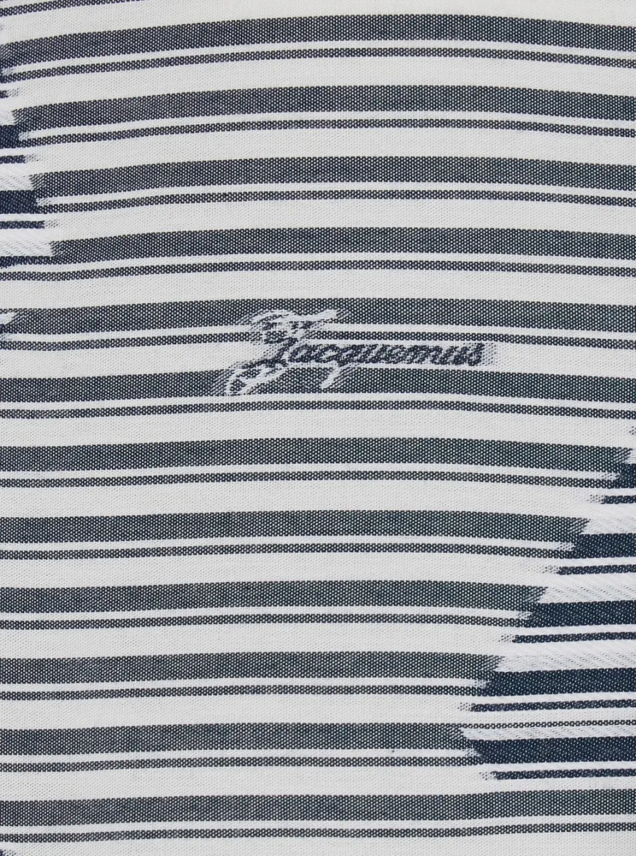 Camasa 'La Chemise Plage' Blue Bowling Shirt with Sailboat Stripe Motif in Cotton for Men - Img 3