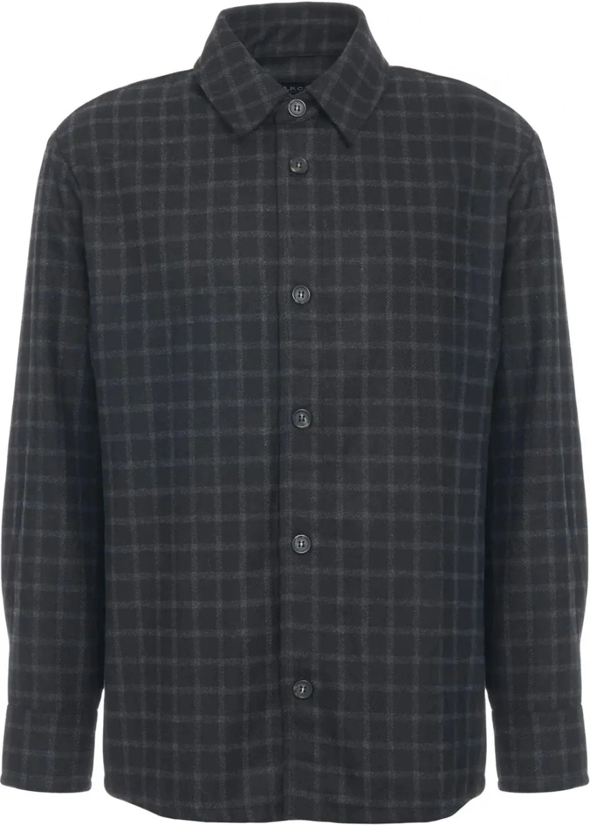 Camasa office A.P.C. neagra din flanel - Img 2