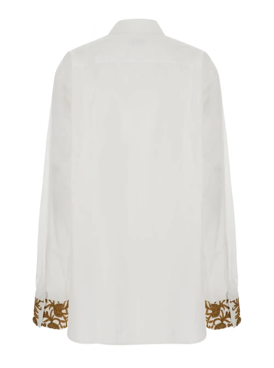 Camasa Shirt CHEERS with pointed collar and long sleeves in white cotton for women - Img 2