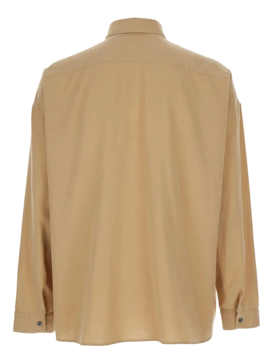 Camasa 'Stable' Beige Shirt with Classic Collar and Dropped Shoulders in Linen Blend Man - Img 4