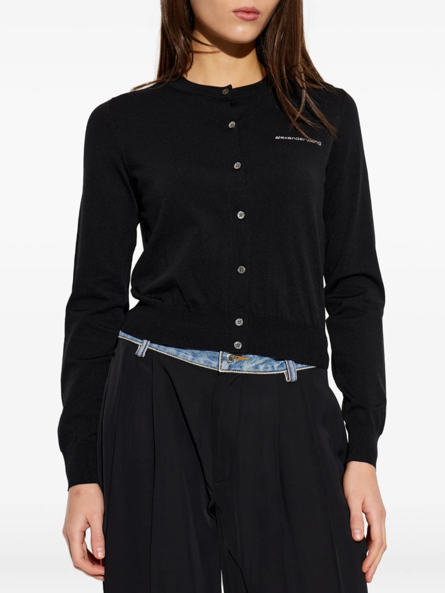 Cardigan Alexander Wang negru din poliamida si cupru - Img 3
