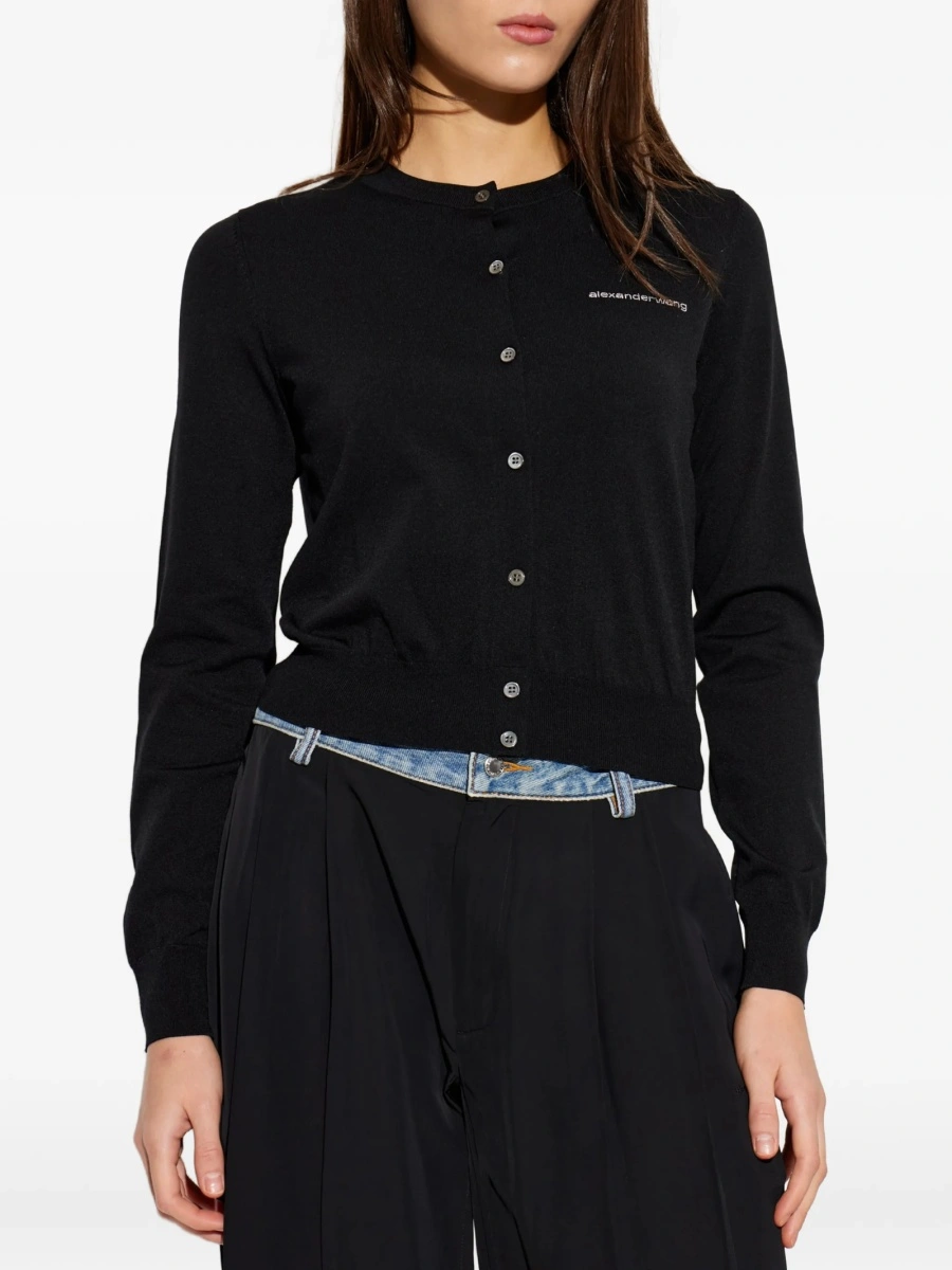 Cardigan Alexander Wang negru din poliamida si cupru - Img 3