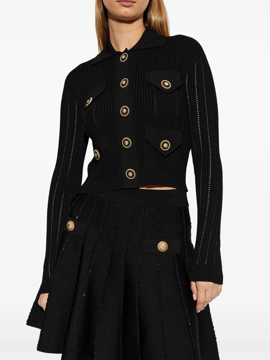 Cardigan Balmain negru din vascoza - Img 3
