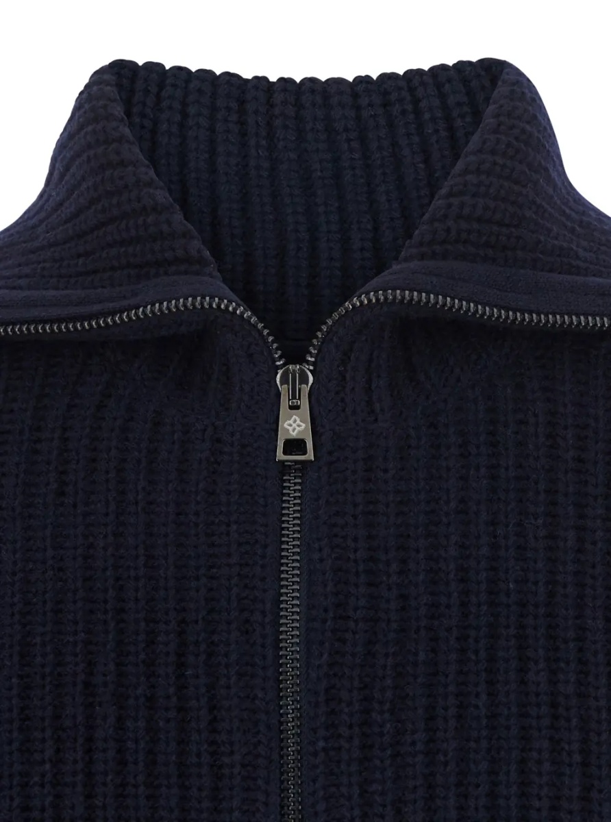 Cardigan Blue Cardigan with zip closure and ribbed texture in Blend wool for men - Img 3