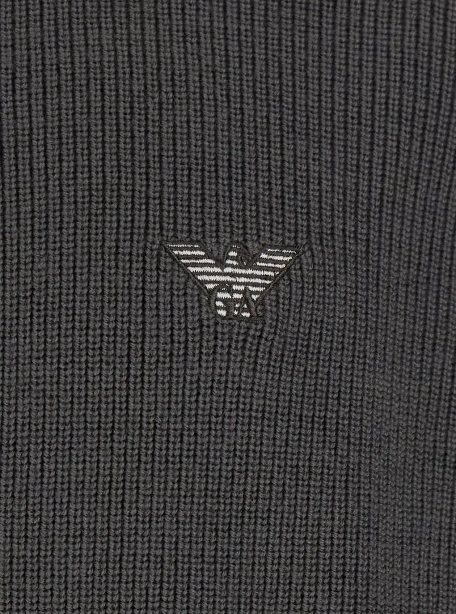Cardigan Emporio Armani gri din lana si bumbac - Img 3