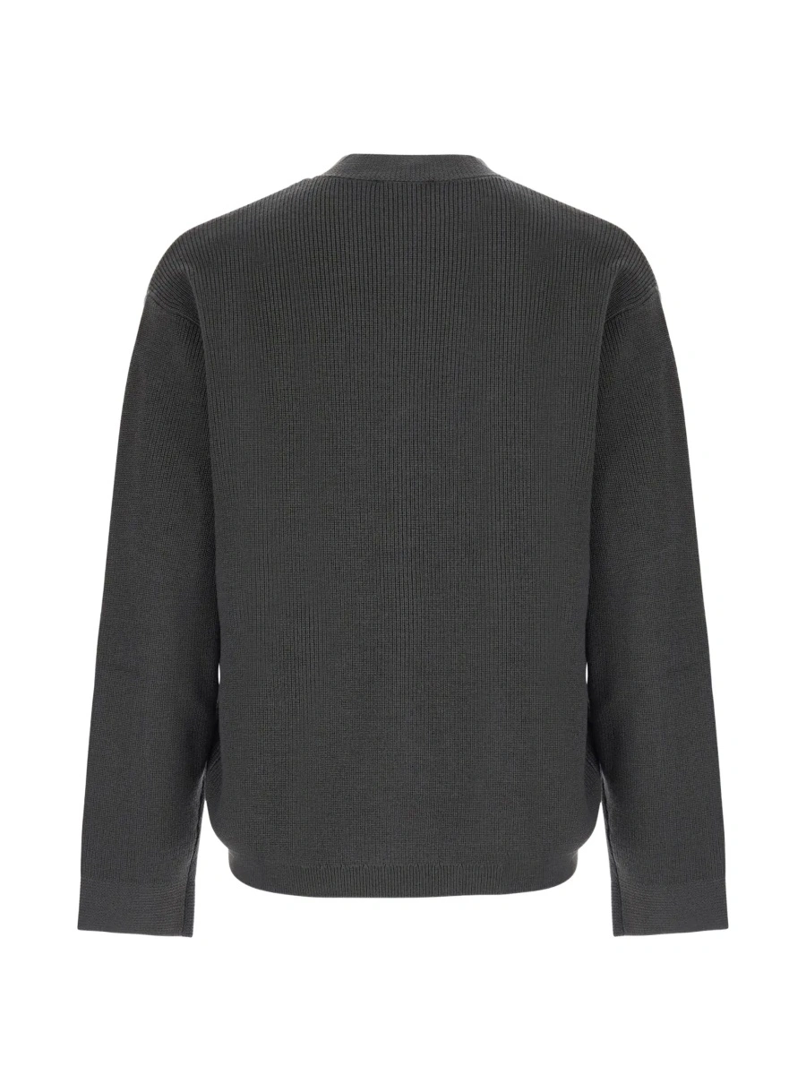 Cardigan Emporio Armani gri din lana si bumbac - Img 4