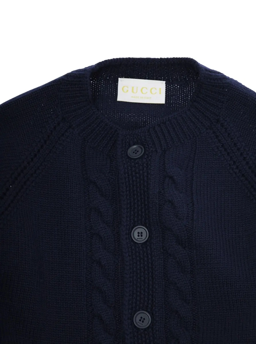 Cardigan Gucci albastru din lana - Img 3