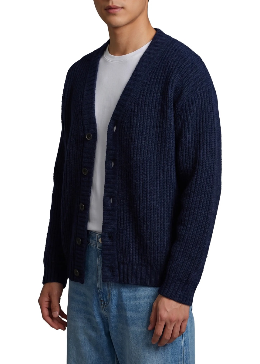 Cardigan Navy Wool Cardigan Over - Img 2