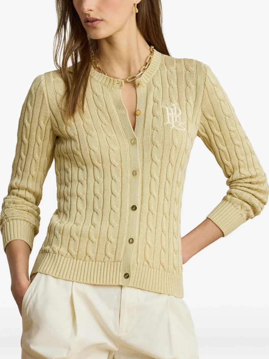 Cardigan Ralph Lauren bej din bumbac cu impletitura torsada - Img 6
