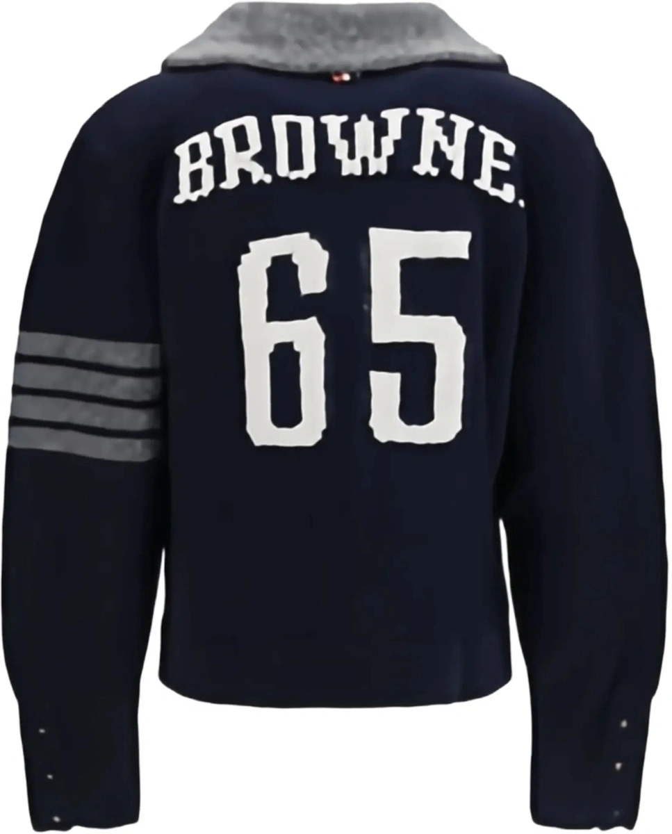 Cardigan Thom Browne albastru din jerse - Img 4