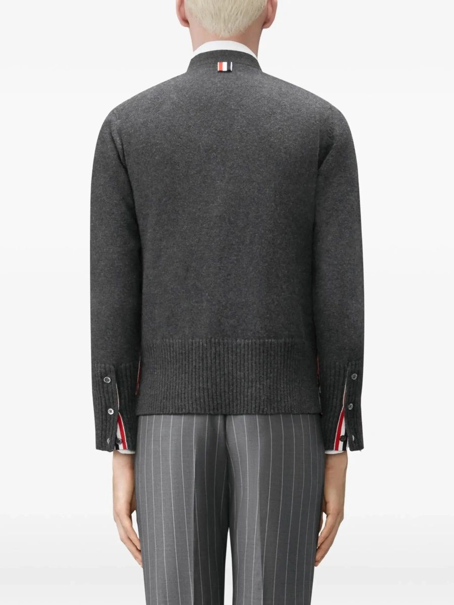 Cardigan Thom Browne gri din lana virgina - Img 6