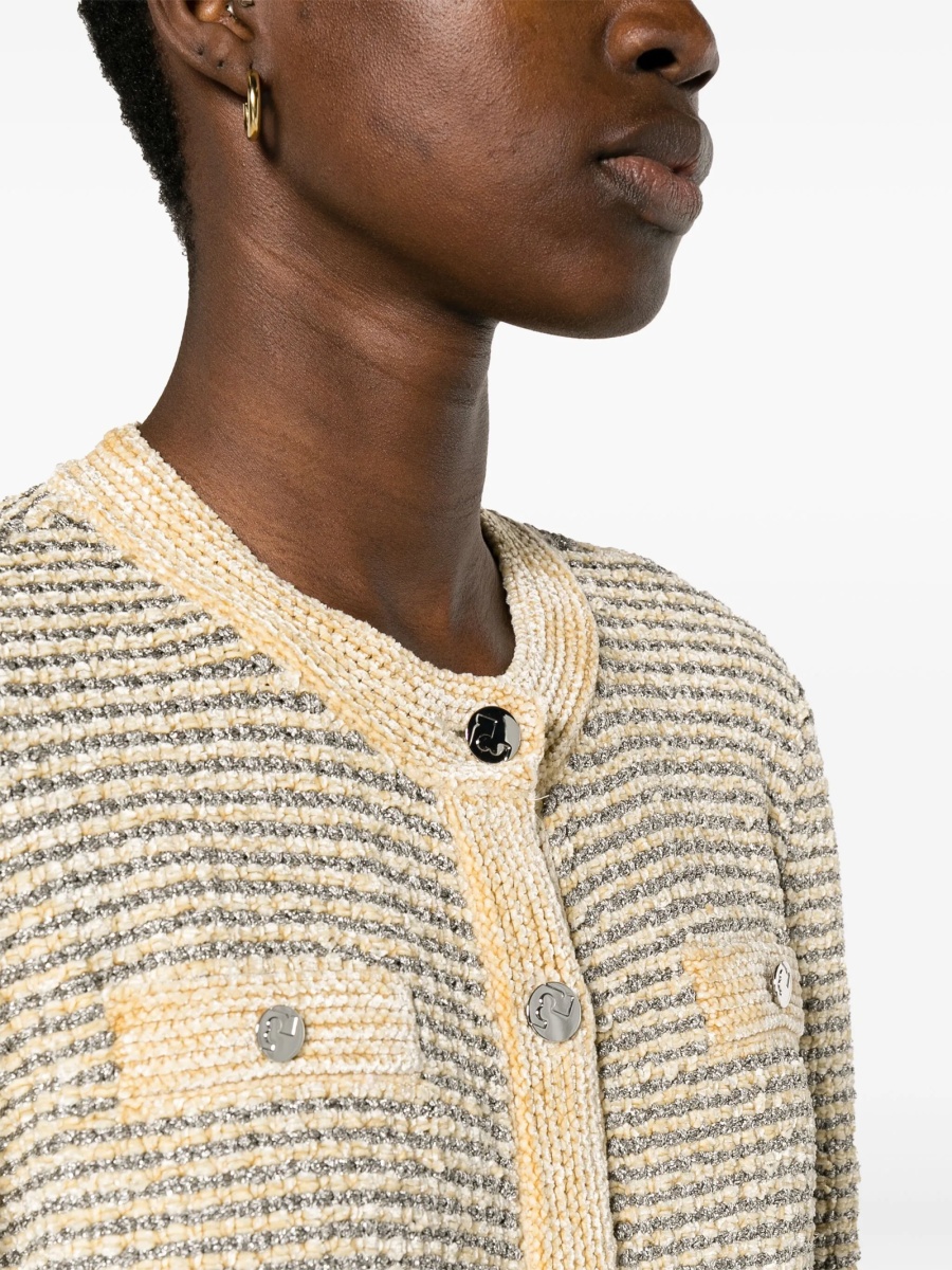 Cardigan Tory Burch neutru din fibre metalice si vascoza - Img 5