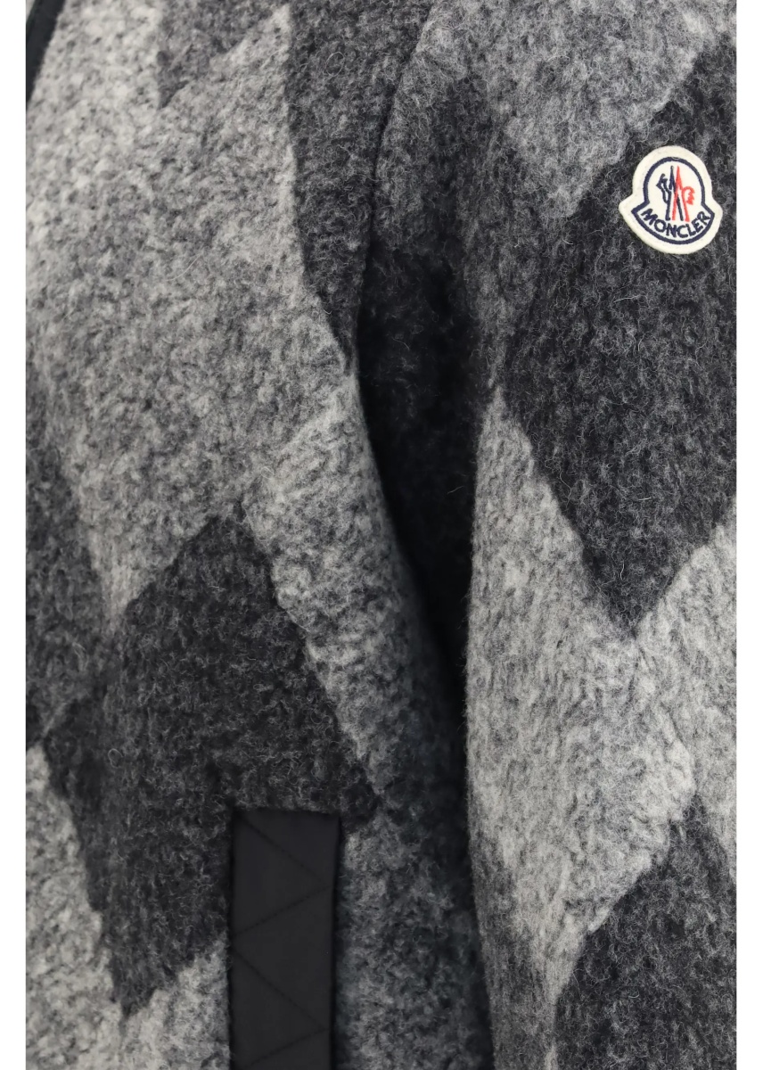 Cardigan Wool blend zip Cardigan with diamond pattern - Img 3