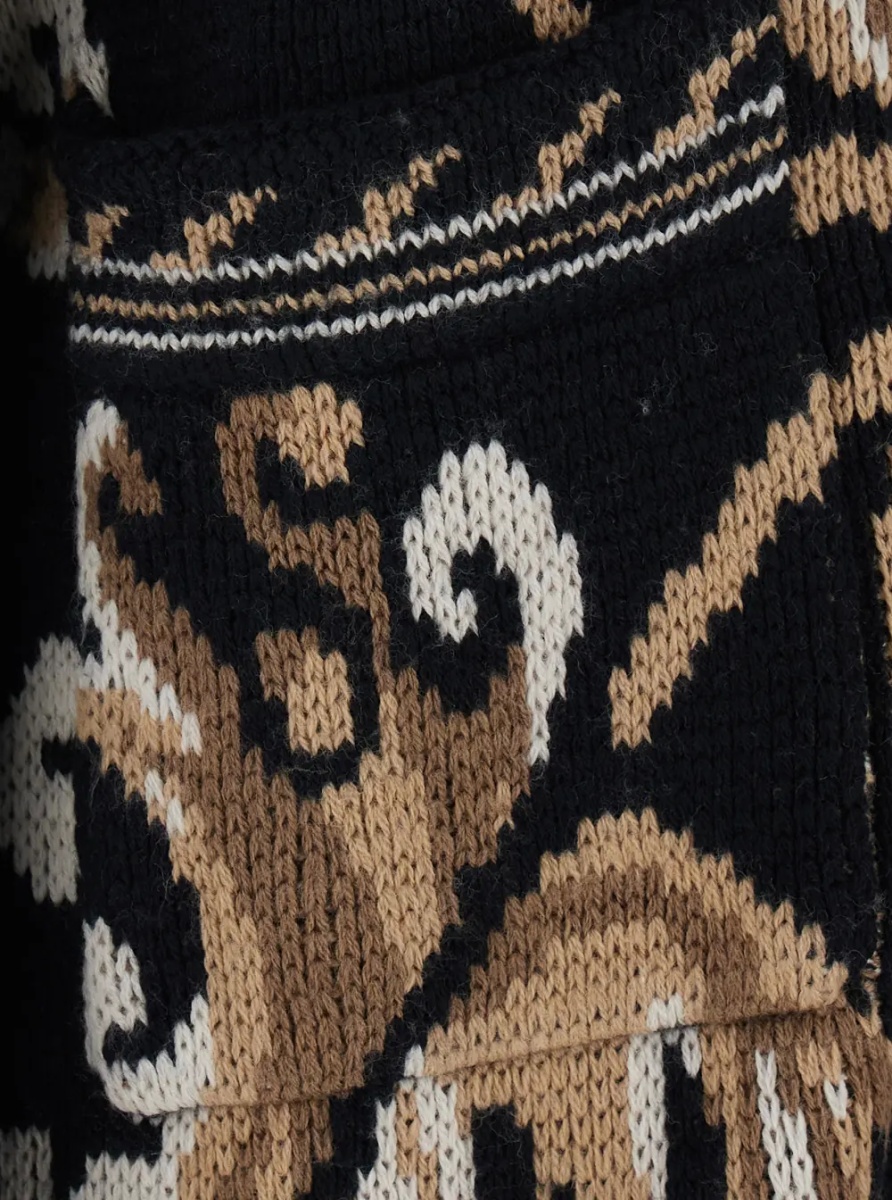 Cardigane Black Cardigan with all-over embroidery and V-neck in wool for women - Img 3