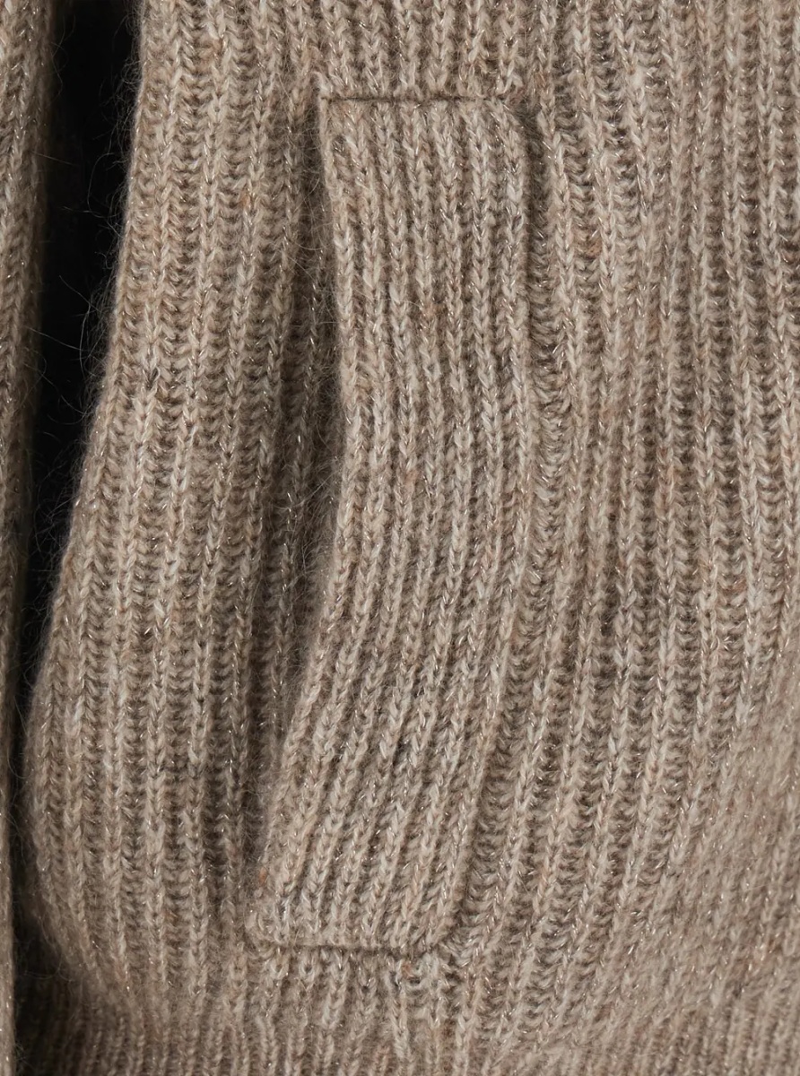 Cardigane Brown High-neck cardigan with front zip closure in wool for women - Img 3