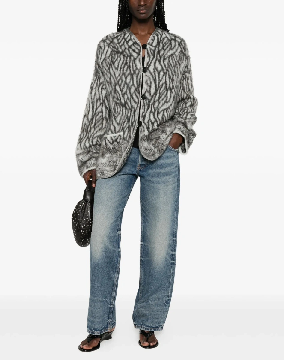 Cardigane Heron Feather motif brushed Cardigan - Img 4