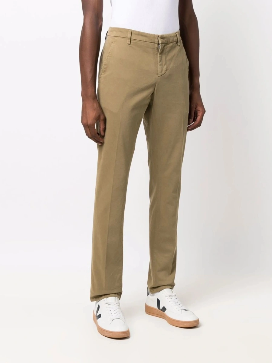 Chinos Dondup neutri din spandex/elastan si bumbac - Img 3