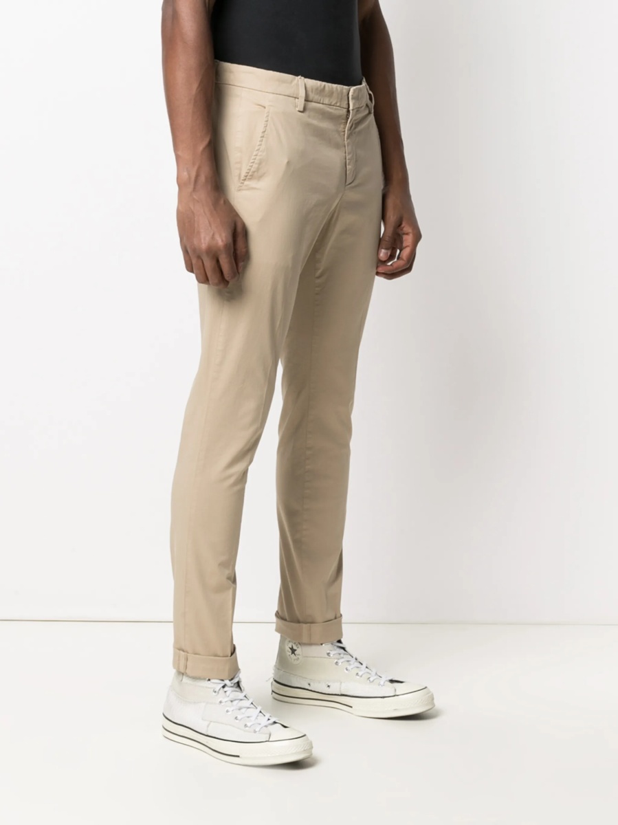 Chinos Dondup neutri din spandex/elastan si bumbac - Img 3