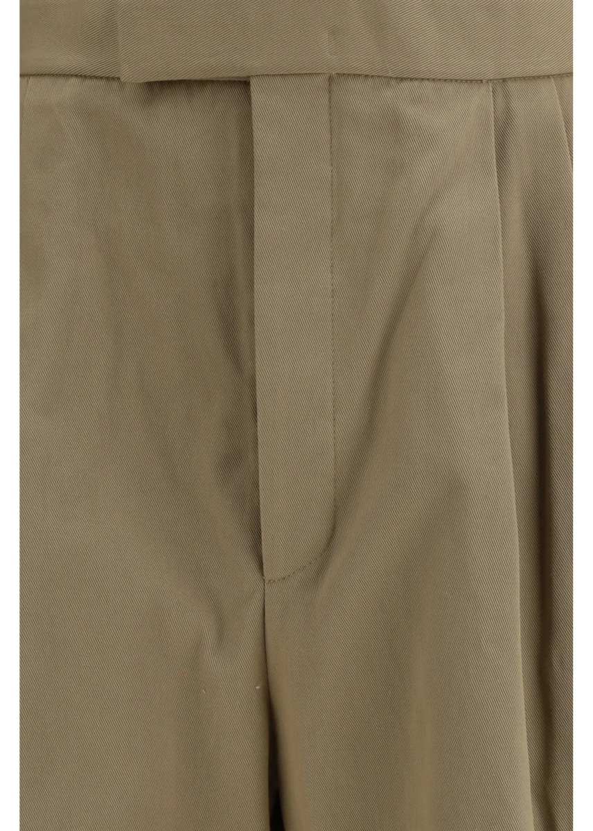 Cotton gabardine Pants with double pleats - Img 3