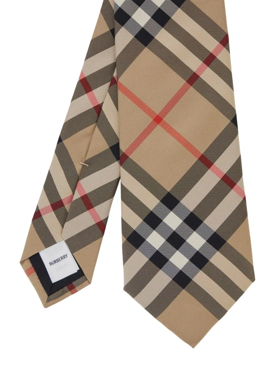 Cravata Burberry bej din matase - Img 2
