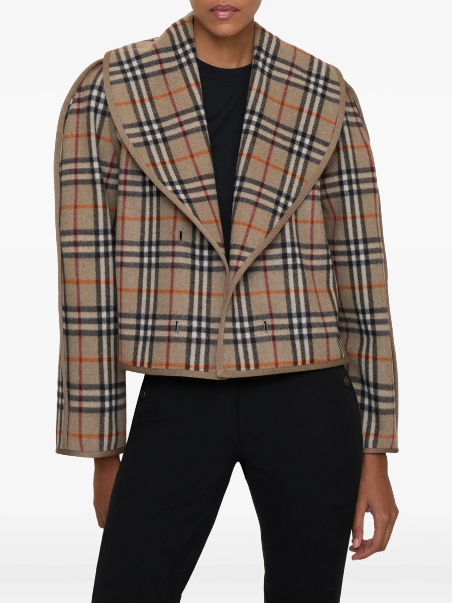 Cropped cotton Jacket with check quilting - Img 2