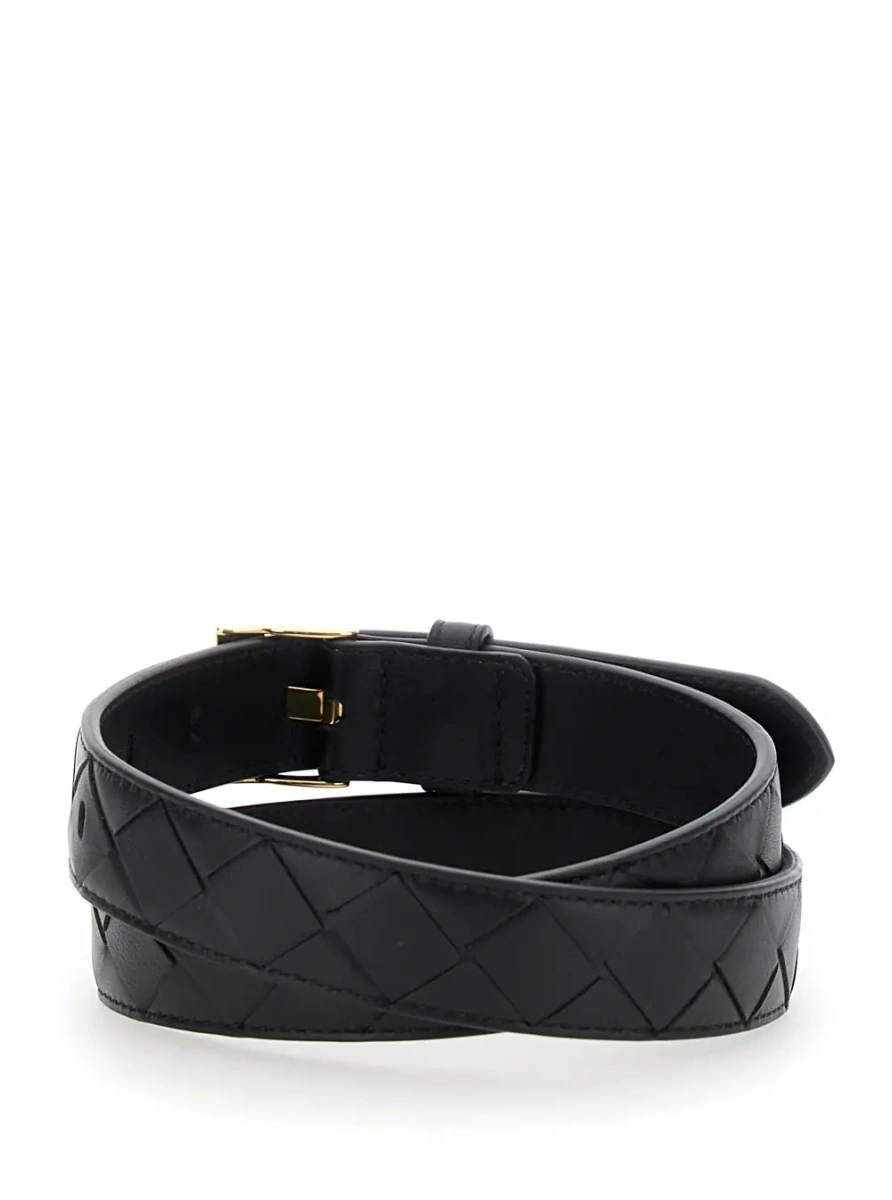 Curea Bottega Veneta neagra din piele - Img 2