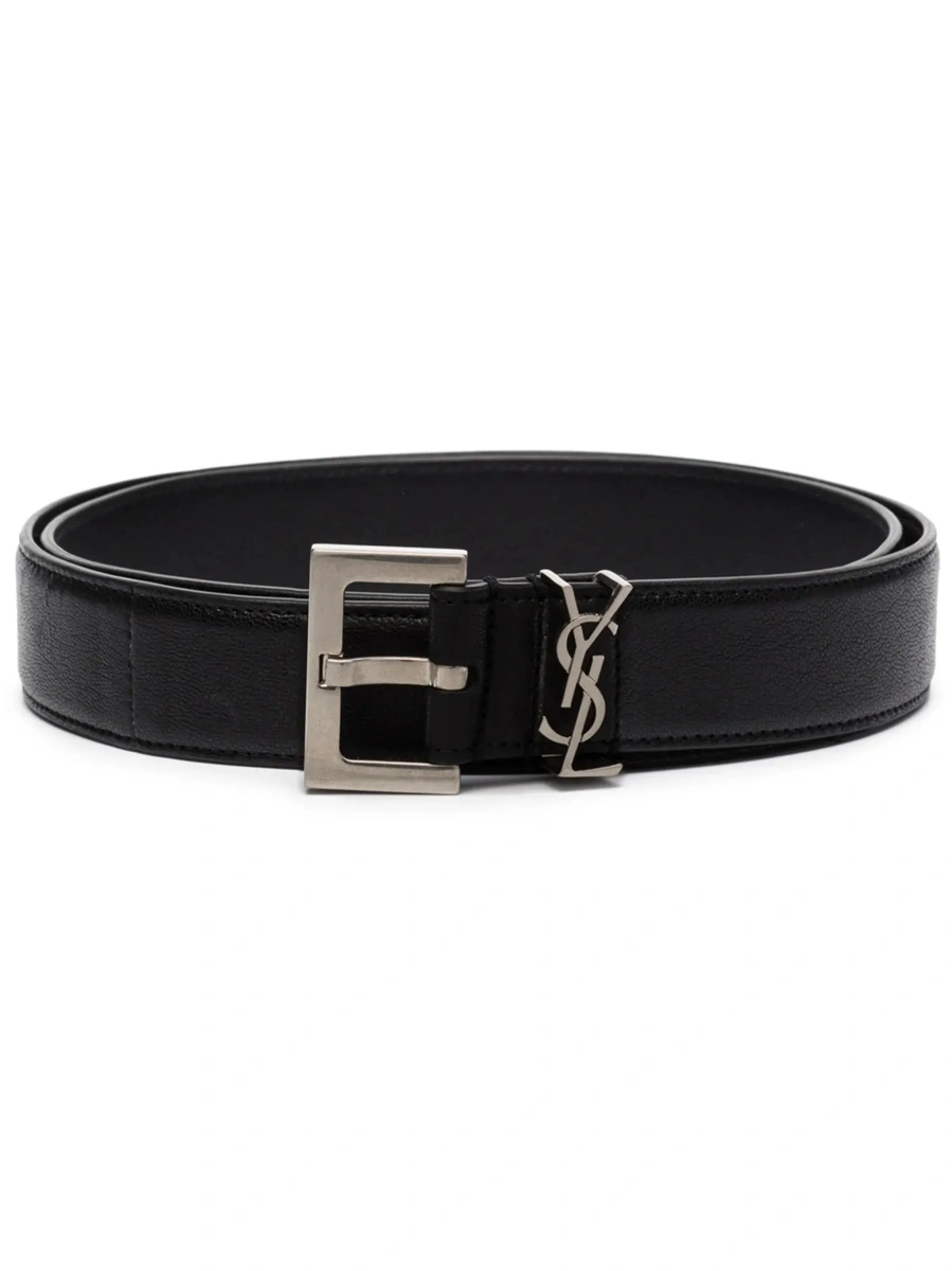 Curea Saint Laurent neagra din piele 'YSL' - Img 5