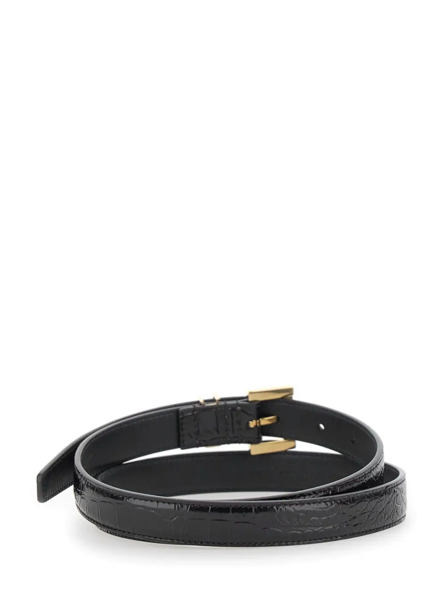 Curea Saint Laurent neagra din piele - Img 2