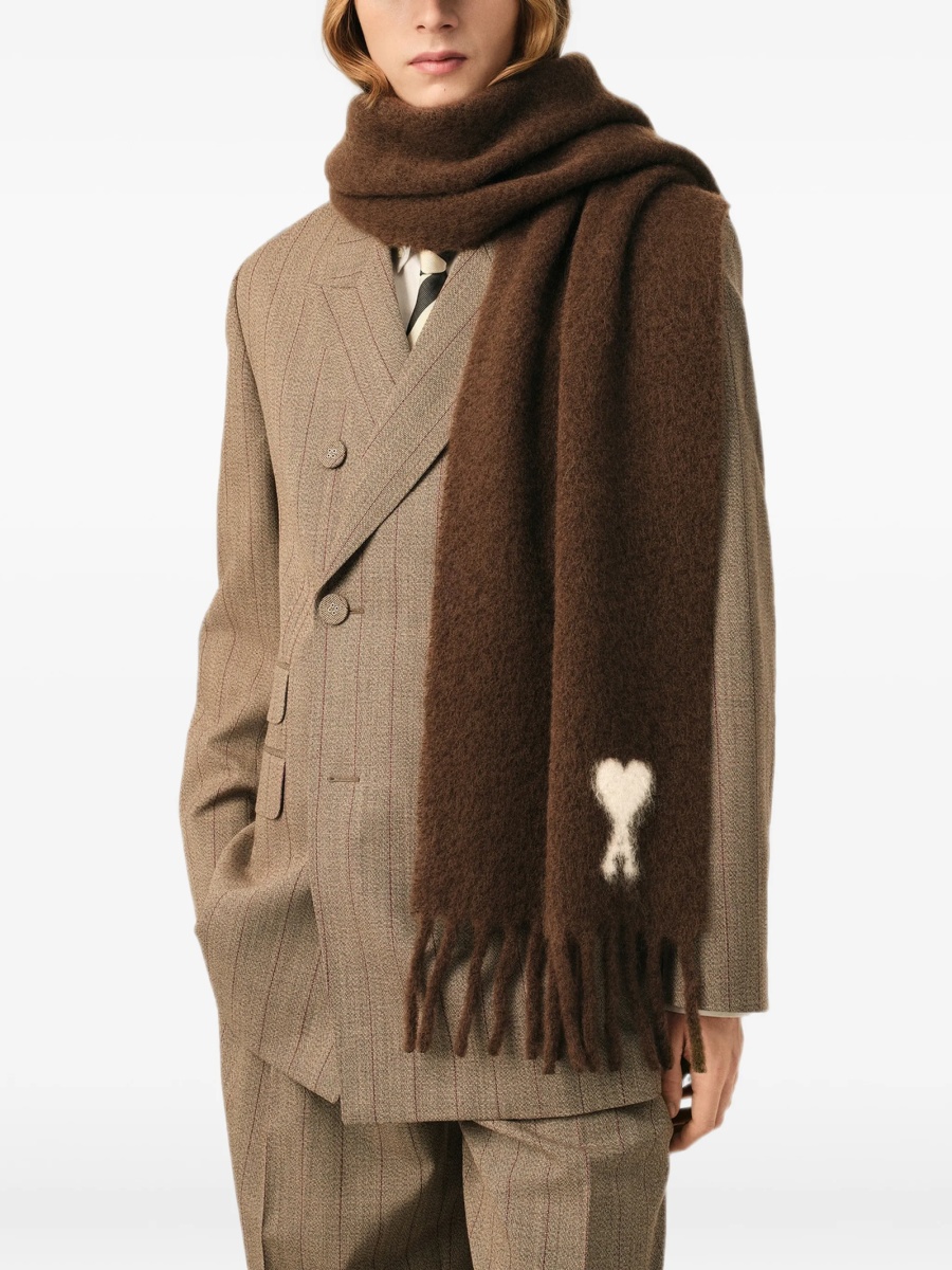 Esarfa AMI Paris ami de coeur maro din poliamida si alpaca - Img 3