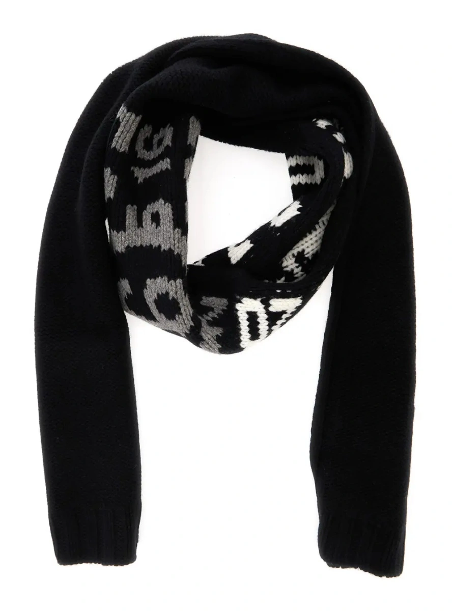 Esarfa black Scarf with embroidered logo on the front in wool blend for boy - Img 2