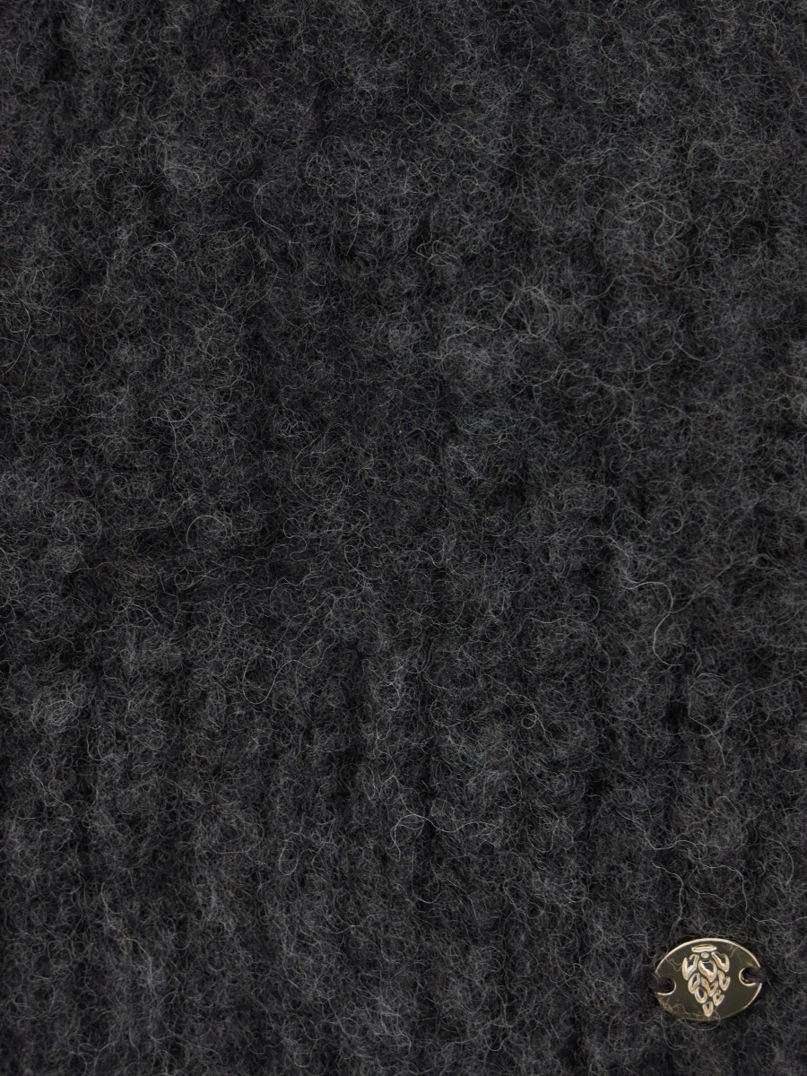 Esarfa Grey scarf with logo plaque and frayed edges in wool and alpaca blend women - Img 5
