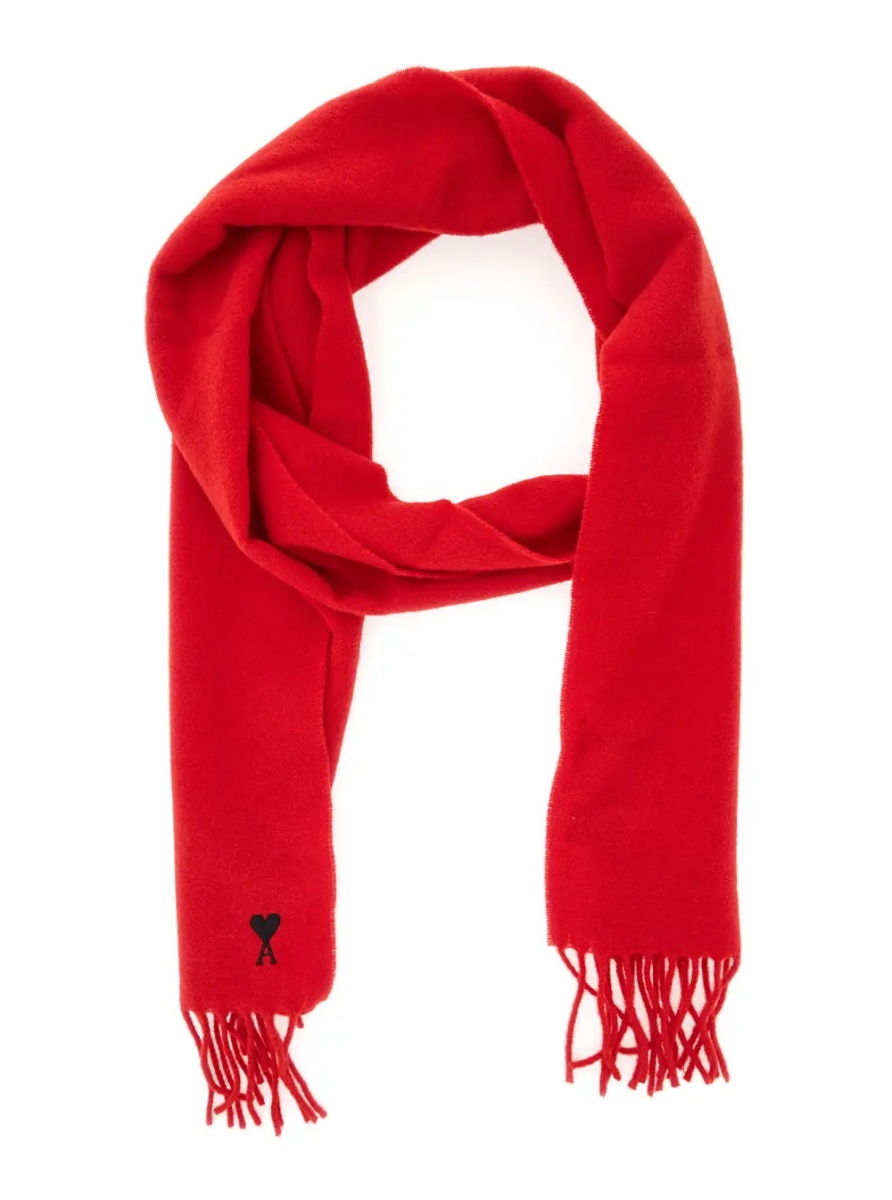 Esarfa Wool Scarf with AMI de Coeur Embroidery Red Unisex - Img 2