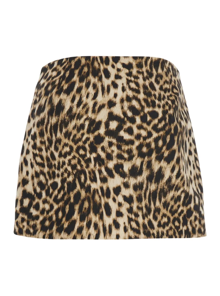 Fusta Beige A Line Mini Skirt with Belt and Pockets for Women - Img 2