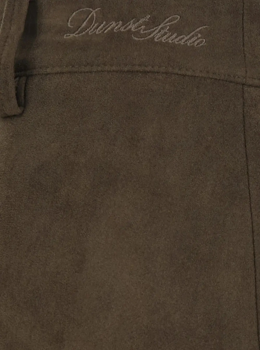 Fusta Brown mini skirt with side zip closure and side logo lettering in eco-leather women - Img 3