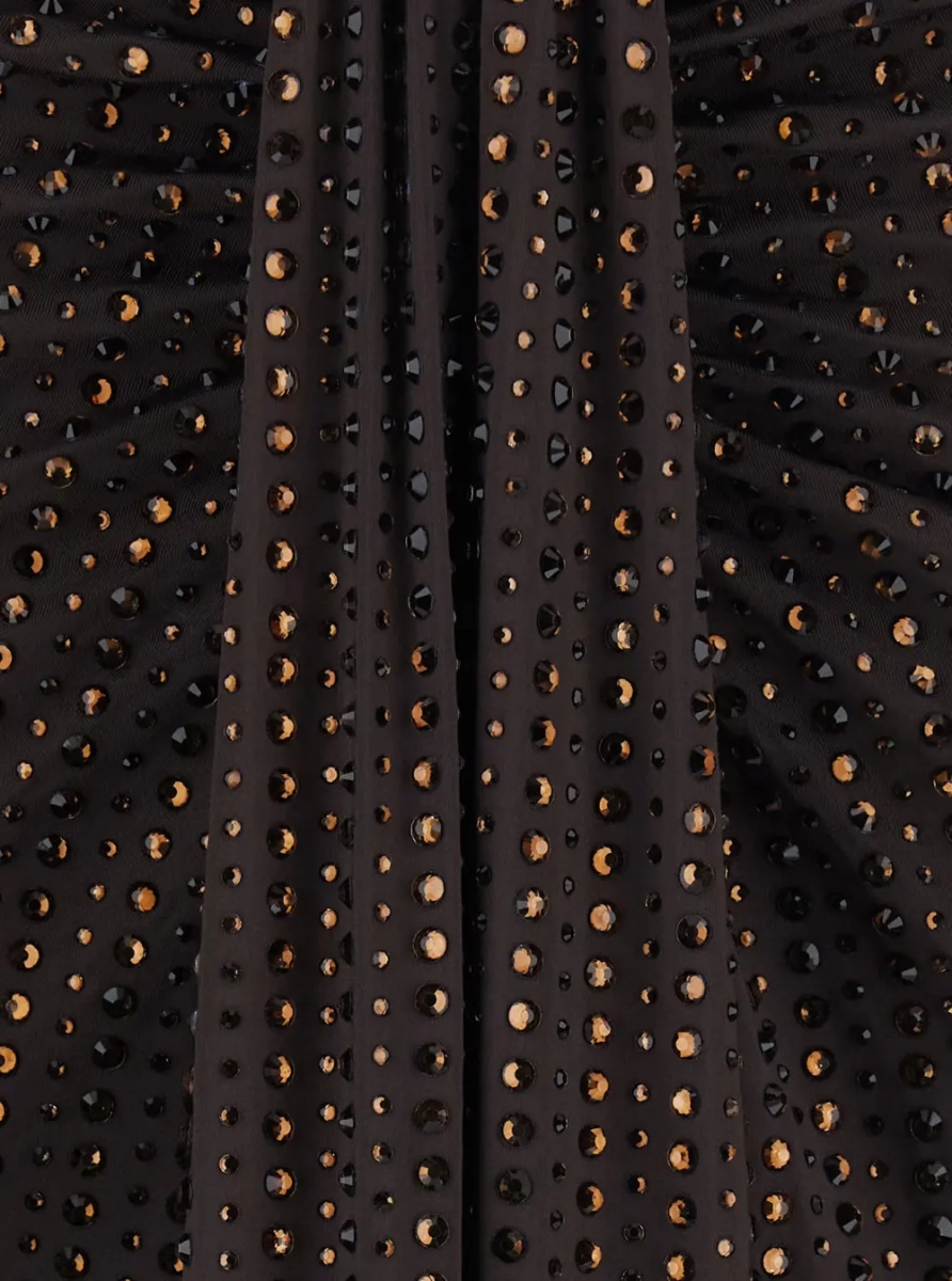 Fusta Brown Skirt with front knot and all-over sequins in Tech Fabric for women - Img 3